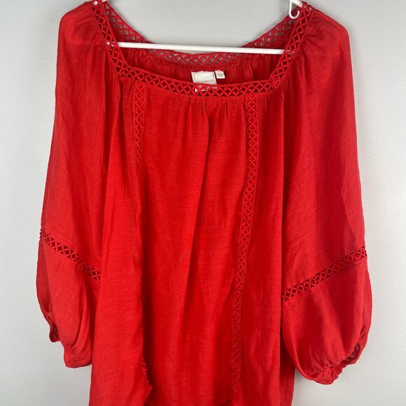 Zac & Rachel Top size 2X Reddish Orange Gauzy Semi Sheer - Picture 1 of 7